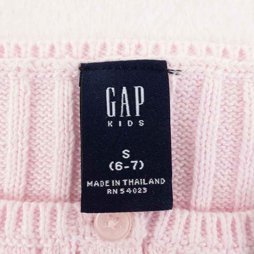 NWT GAP Cotton Cardigan Sweater Girl's Small Light Pink